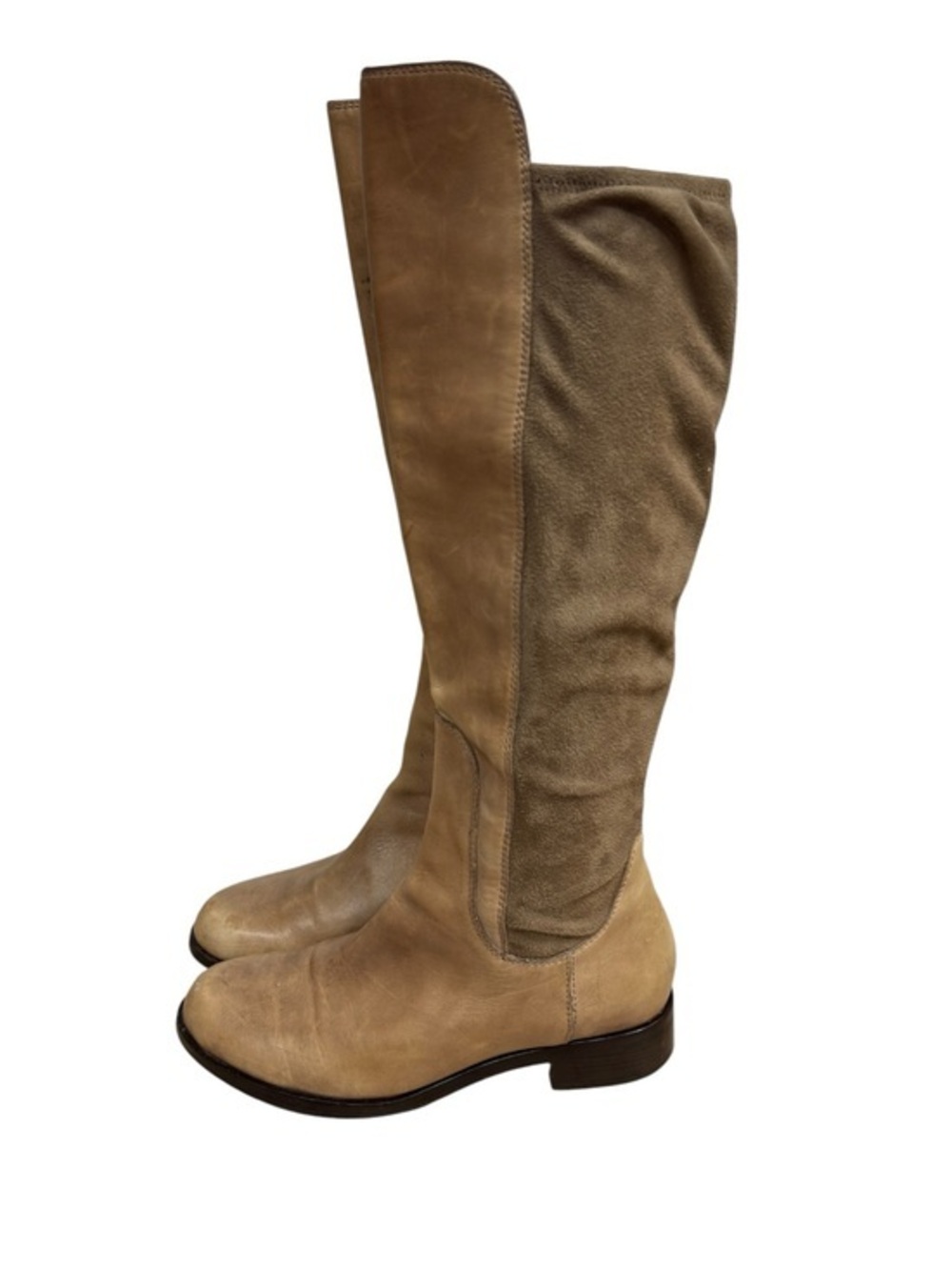 Cole Haan Isabelle Taupe Leather & Suede Tall Riding Boots Size 8B Retail $329